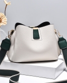 Women's bag simple casual lychee pattern bucket bag trendy contrasting shoulder shoulder messenger bag tide