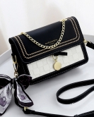 Bag women's fashion small square bag messenger bag Get girlfriend contrast shoulder bag middle school student small square bag