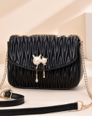 Soft noodle high -level sensory fold chain bag female summer fashion messenger bag simple shoulder small bag