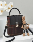 Striped woolen bag women's autumn and winter fashionable shoulder small square bag high -end messenger mobile phone bag