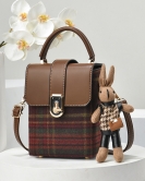 Striped woolen bag women's autumn and winter fashionable shoulder small square bag high -end messenger mobile phone bag