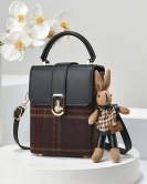 Striped woolen bag women's autumn and winter fashionable shoulder small square bag high -end messenger mobile phone bag