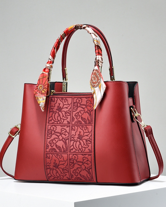 Advanced women's bag embroidered national middle -aged women's bag mothers large -capacity handbags