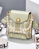 Women's fashion rivet shoulder mobile phone bag pearl chain messenger bag