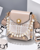 Women's fashion rivet shoulder mobile phone bag pearl chain messenger bag