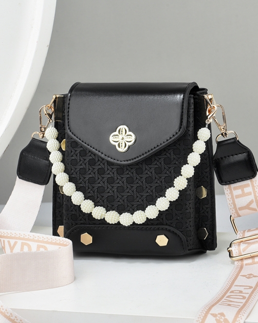 Bag women's tide mobile phone bag fashion texture, shoulder bag versatile pearl chain small bag