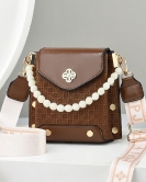 Bag women's tide mobile phone bag fashion texture, shoulder bag versatile pearl chain small bag