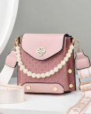 Bag women's tide mobile phone bag fashion texture, shoulder bag versatile pearl chain small bag