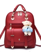 Women's bags fashion ladies leather backpack Student casual backpack college hanging bear bag bags