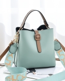 Women's bag wide shoulder strap bucket bag Fashion large -capacity Large -capped ladies shoulder bag crossbody