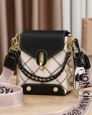 Women's bag small bag women's bags, fashion embroidery line chain small bag mini mobile phone bag