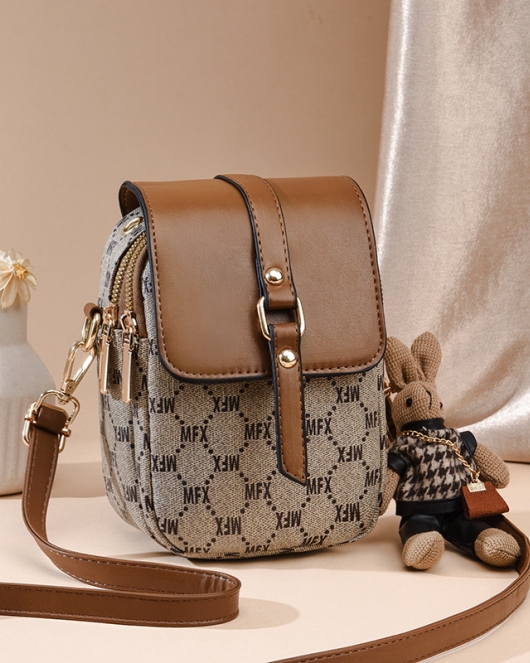 Women's bag mobile phone bag female retro small bag simple multi -layer sweet mesengers