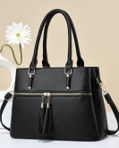 Women's bag contrasting handbag Large -capacity soft leather louder large -capacity shoulder bag