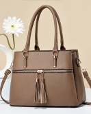 Women's bag contrasting handbag Large -capacity soft leather louder large -capacity shoulder bag