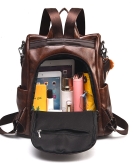 Bag Women's Fashion Large -capacity Pipancies Personalized Soft Leather Stitching Leisure Backpack