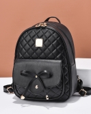 Bag Female Bow Backpack Trends Trends Female Diamond Backpack Three -piece Set