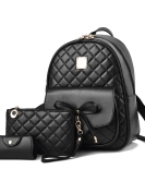 Bag Female Bow Backpack Trends Trends Female Diamond Backpack Three -piece Set