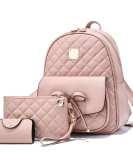 Bag Female Bow Backpack Trends Trends Female Diamond Backpack Three -piece Set