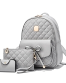 Bag Female Bow Backpack Trends Trends Female Diamond Backpack Three -piece Set