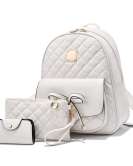 Bag Female Bow Backpack Trends Trends Female Diamond Backpack Three -piece Set