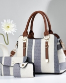 Women's bags spring and summer fashion large -capacity handbags, color, color strips, shoulder glyph bodies tide