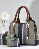 Women's bags spring and summer fashion large -capacity handbags, color, color strips, shoulder glyph bodies tide