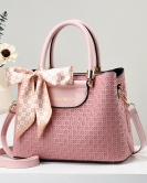 Bag women's solid color fashion woven handbag Middle -aged mothers bag shoulder mesengers bag