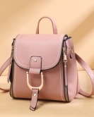 Women's bag simple casual backpack large -capacity solid color shoulder shoulder backpack Fashion foreign qi crossbody bag