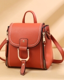 Women's bag simple casual backpack large -capacity solid color shoulder shoulder backpack Fashion foreign qi crossbody bag